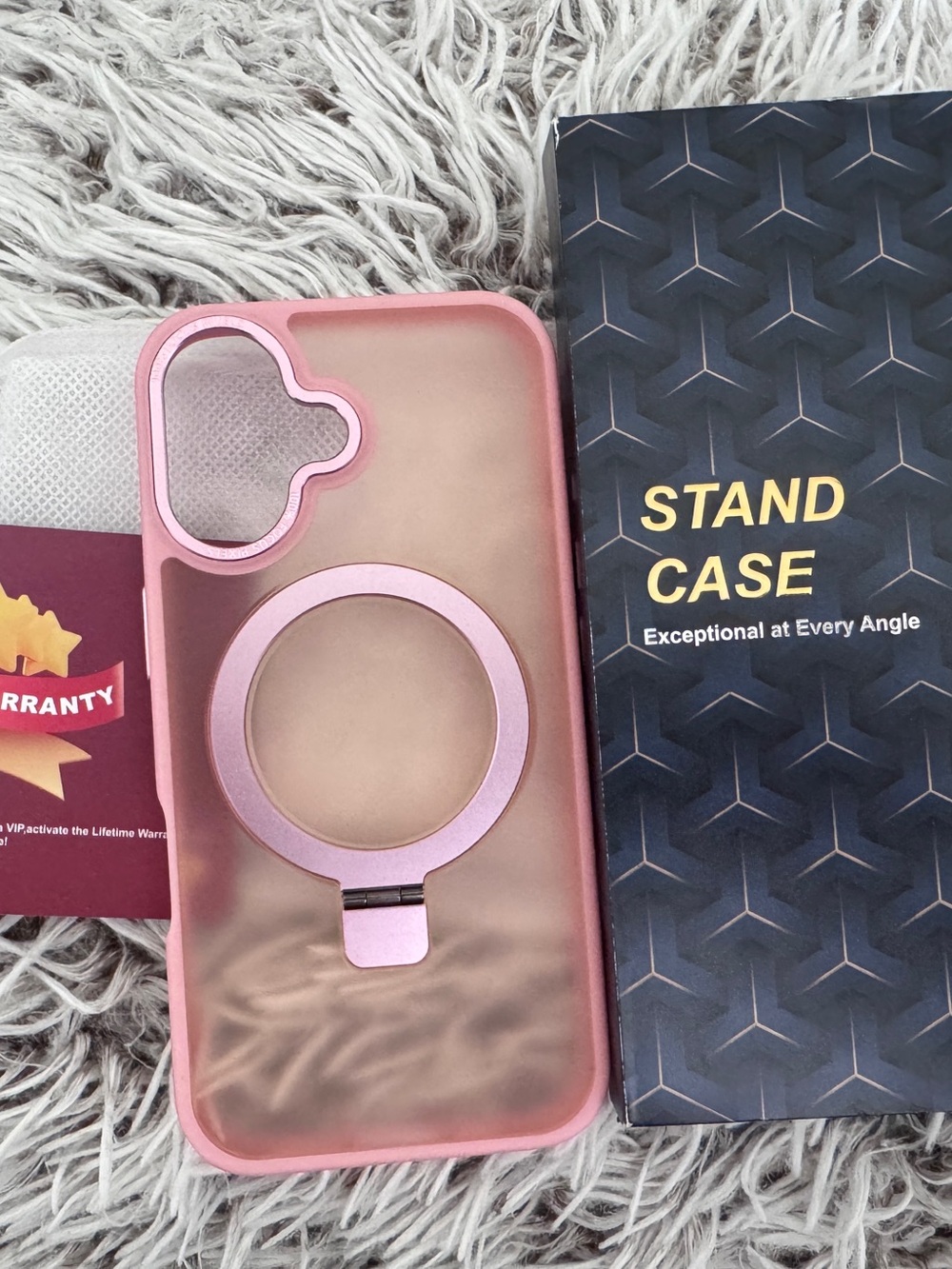 Magnetic for iPhone 16 Case with Ring Stand for iPhone 16 6.1'', Pink